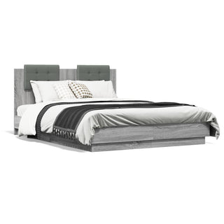 Bedframe Met Hoofdbord En Led Grijs Sonoma Eikenkleur 120X190Cm