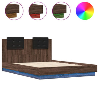 Bedframe Met Hoofdbord En Led Bruineikenkleurig 120X190 Cm