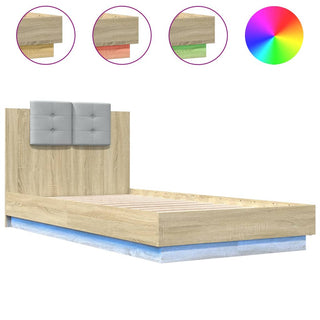 Bedframe Met Hoofdbord En Led Sonoma Eikenkleurig 90X190 Cm