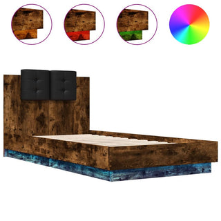 Bedframe Met Hoofdbord En Led Gerookt Eikenkleurig 75X190 Cm