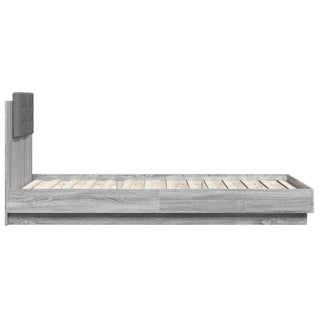 Bedframe Met Hoofdbord En Led Grijs Sonoma Eikenkleur 75X190 Cm