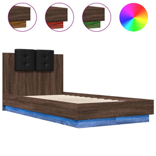 Bedframe Met Hoofdbord En Led Bruineikenkleurig 75X190 Cm