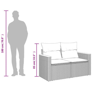 Tuinbank 2-Zits Met Kussens Poly Rattan Zwart