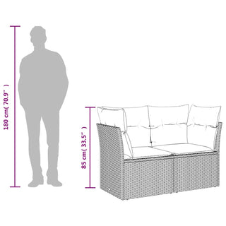 Tuinbank 2-Zits Met Kussens Poly Rattan Zwart