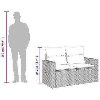 Tuinbank 2-Zits Met Kussens Poly Rattan Zwart