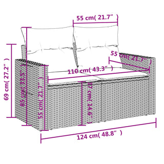 Tuinbank 2-Zits Met Kussens Poly Rattan Zwart