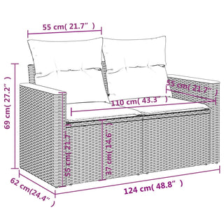 Tuinbank 2-Zits Met Kussens Poly Rattan Zwart