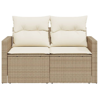 Tuinbank 2-Zits Met Kussens Poly Rattan Beige