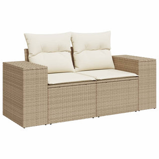 Tuinbank 2-Zits Met Kussens Poly Rattan Beige