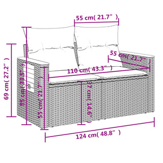 Tuinbank 2-Zits Met Kussens Poly Rattan Beige