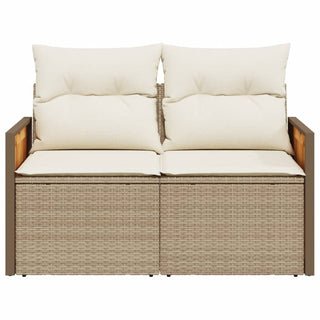 Tuinbank 2-Zits Met Kussens Poly Rattan Beige