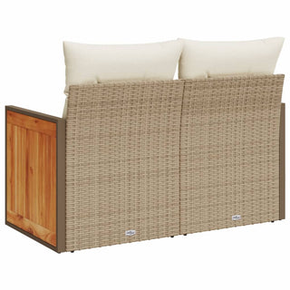 Tuinbank 2-Zits Met Kussens Poly Rattan Beige