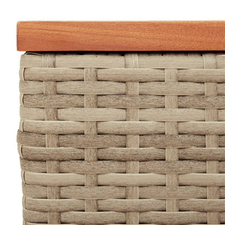 Tuinbijzettafels 2 St 55X34X37 Cm Poly Rattan En Hout Beige