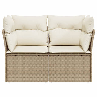 Tuinbank 2-Zits Met Kussens Poly Rattan Beige