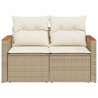 Tuinbank 2-Zits Met Kussens Poly Rattan Beige