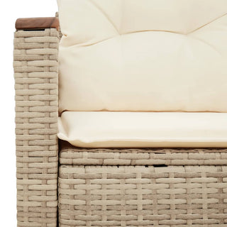 Tuinbank 2-Zits Met Kussens Poly Rattan Beige