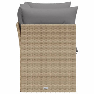 Tuinbank 2-Zits Met Kussens Poly Rattan Beige