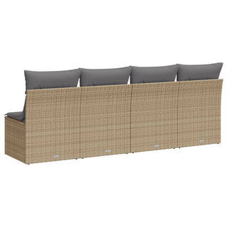 Tuinbank 4-Zits Met Kussens Poly Rattan Beige