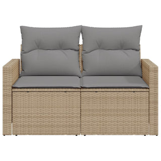 Tuinbank 2-Zits Met Kussens Poly Rattan Beige