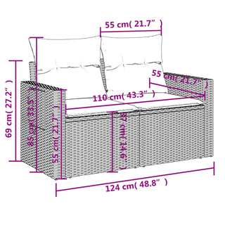 Tuinbank 2-Zits Met Kussens Poly Rattan Beige