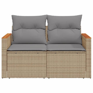 Tuinbank 2-Zits Met Kussens Poly Rattan Beige