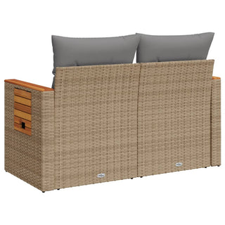 Tuinbank 2-Zits Met Kussens Poly Rattan Beige