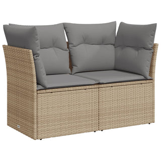 Tuinbank 2-Zits Met Kussens Poly Rattan Beige