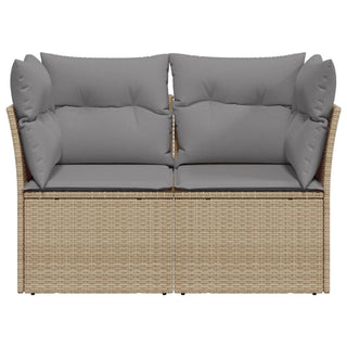 Tuinbank 2-Zits Met Kussens Poly Rattan Beige