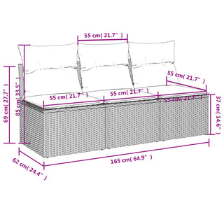 Tuinbank 3-Zits Met Kussens Poly Rattan Beige