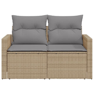 Tuinbank 2-Zits Met Kussens Poly Rattan Beige