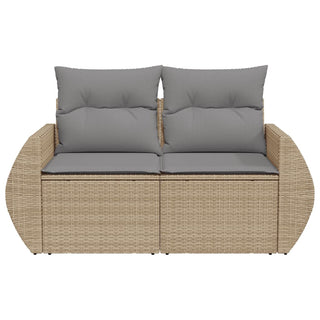 Tuinbank 2-Zits Met Kussens Poly Rattan Beige