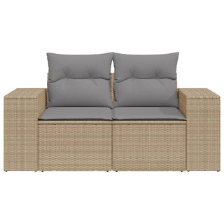 Tuinbank 2-Zits Met Kussens Poly Rattan Beige