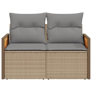 Tuinbank 2-Zits Met Kussens Poly Rattan Beige