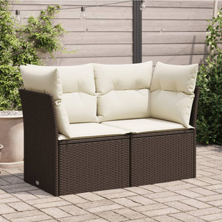 Tuinbank 2-Zits Met Kussens Poly Rattan Bruin