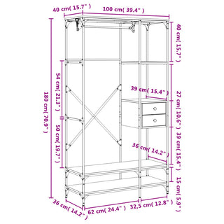 Kledingkast Met Lades 100X40X180 Cm Bewerkt Hout