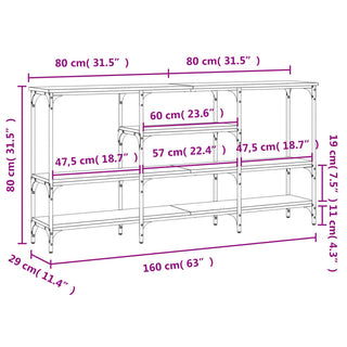 Wandtafel 160X29X80 Cm Bewerkt Hout Eikenkleurig