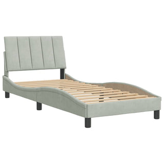 Bedframe Met Hoofdeinde Fluweel Lichtgrijs 90X190 Cm