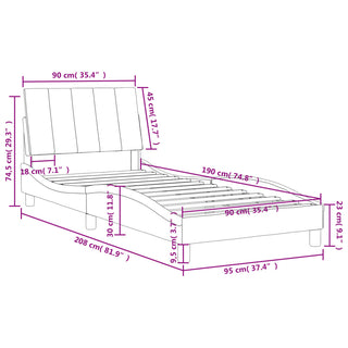 Bedframe Met Hoofdeinde Fluweel Lichtgrijs 90X190 Cm