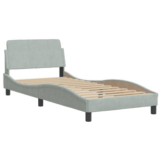 Bedframe Met Hoofdeinde Fluweel Lichtgrijs 90X190 Cm