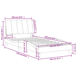 Bedframe Met Hoofdeinde Fluweel Lichtgrijs 100X200 Cm