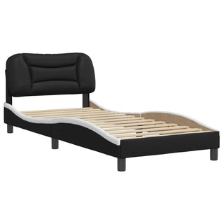 Bedframe Met Hoofdbord Kunstleer Zwart En Wit 80X200 Cm