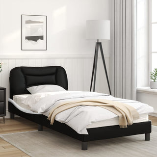 Bedframe Met Hoofdbord Kunstleer Zwart En Wit 80X200 Cm