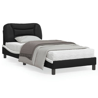 Bedframe Met Hoofdbord Kunstleer Zwart En Wit 80X200 Cm