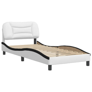 Bedframe Met Hoofdbord Kunstleer Wit En Zwart 80X200 Cm