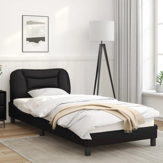 Bedframe Met Hoofdbord Kunstleer Zwart 90X190 Cm