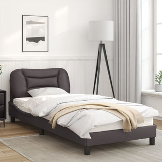 Bedframe Met Hoofdbord Kunstleer Grijs 90X190 Cm