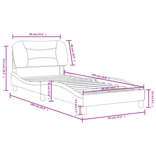 Bedframe Met Hoofdbord Kunstleer Grijs 90X190 Cm