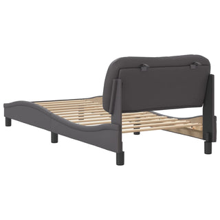 Bedframe Met Hoofdbord Kunstleer Grijs 90X190 Cm