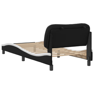 Bedframe Met Hoofdbord Kunstleer Zwart En Wit 90X190 Cm