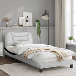 Bedframe Met Hoofdbord Kunstleer Zwart En Wit 90X190 Cm